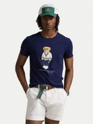 Polo Ralph Lauren T-Shirt 710973137003 Granatowy Slim Fit. Niebieskie koszulki polo męskie Polo Ralph Lauren, m, bez wzorów, z bawełny, bez ramiączek. Za 359.99 zł.