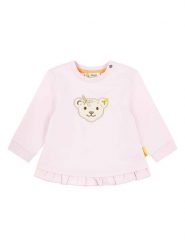 Steiff Bluza w kolorze jasnoróżowym rozmiar: 86. Różowe bluzy i bluzki niemowlęce Steiff, z aplikacjami, bez ramiączek, bez kaptura. Za 92.21 zł.
