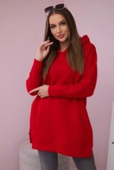 Bluza ocieplana z rozcięciami na bokach czerwona. Czerwone bluzy z kapturem damskie KESI, l, z bawełny. Za 263.47 zł.