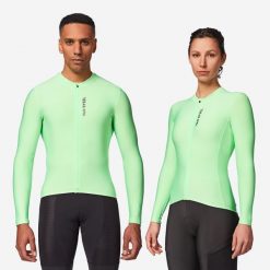 Koszulka rowerowa szosowa Van Rysel RCR 2 długi rękaw. Zielone t-shirty sportowe męskie VAN RYSEL, m, z elastanu, bez ramiączek, rowerowe. Za 249.99 zł.