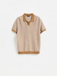Strukturalny sweter polo - inny. Swetry męskie Reserved, l, bez wzorów, z bawełny, bez kołnierzyka. Za 139.99 zł.
