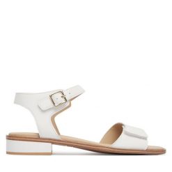 Sandały Caprice. Białe sandały damskie Caprice, bez wzorów, bez obcasa, na słupku. Za 339.99 zł.