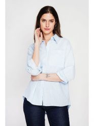 ASSUILI Koszula w kolorze błękitnym rozmiar: 42. Niebieskie koszule damskie Assuili, bez wzorów, bez kołnierzyka, bez ramiączek. Za 121.99 zł.