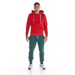 Męska bluza z kapturem i zamkiem błyskawicznym na całej długości Heavy Basic. Czerwone bluzy sportowe męskie LEONE 1947 APPAREL, bez wzorów, z tkaniny, sportowe, bez kołnierzyka, bez ramiączek. W wyprzedaży za 223.60 zł.