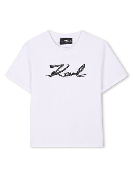 Karl Lagerfeld Kids T-Shirt Z30485 S Biały Regular Fit. Białe koszulki dziewczęce Karl Lagerfeld Kids, s, bez wzorów, z bawełny, bez ramiączek. Za 189.99 zł.