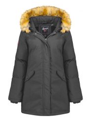 Geographical Norway Parka "Dinasty" w kolorze antracytowym rozmiar: XL. Czarne parki damskie Geographical Norway, xl, z aplikacjami. Za 197.63 zł.