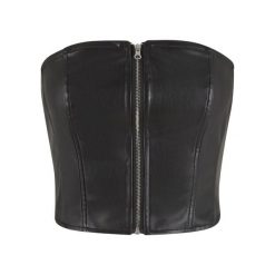 Top Damski Skóra Syntetyczna Bez Ramiączek. Czarne topy damskie Urban Classics, m, bez wzorów, ze skóry, bez kołnierzyka. Za 122.99 zł.