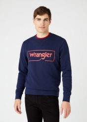 WRANGLER FRAME LOGO SWS MĘSKA BLUZA NAVY W6H1HA114 112146193. Niebieskie bluzy bez kaptura męskie Wrangler, m. Za 159.99 zł.