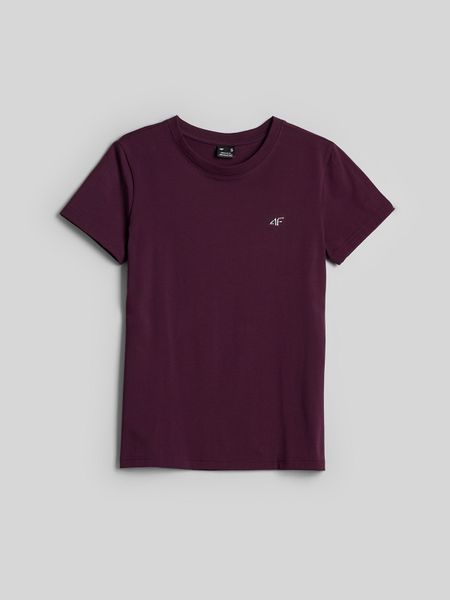 4F T-shirt regular gładki damski - fioletowy S. Fioletowe t-shirty damskie 4f, s, bez wzorów, z bawełny, bez kołnierzyka. Za 49.99 zł.