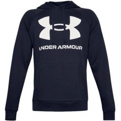 Bluza fitness męska Under Armour Rival Fleece Big Logo HD. Niebieskie bluzy sportowe męskie Under Armour, bez wzorów, sportowe, bez kołnierzyka, bez ramiączek. Za 177.00 zł.