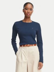 Tommy Hilfiger Bluzka Cody WW0WW53689 Granatowy Slim Fit. Niebieskie topy sportowe damskie Tommy Hilfiger, m, bez wzorów, z bawełny, bez ramiączek. Za 209.99 zł.