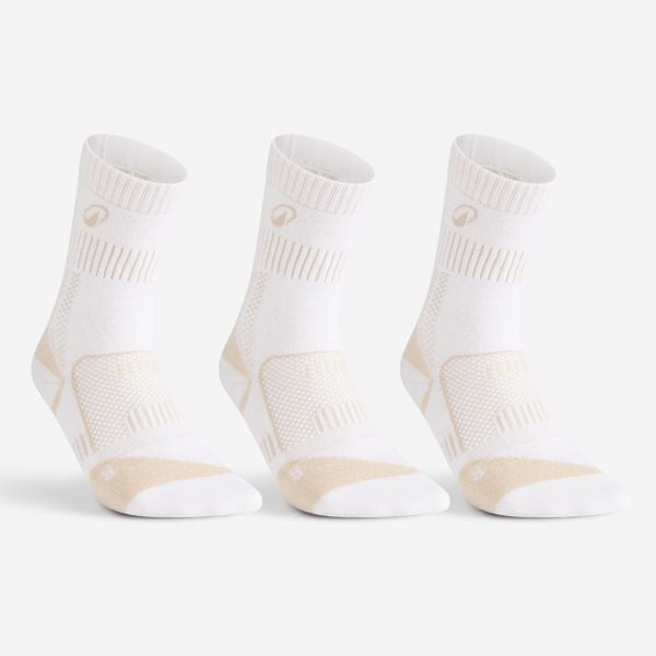 Skarpety sportowe tenis Artengo RS900 high 3 pary. Czarne skarpetki damskie Decathlon, bez wzorów, z bawełny. Za 54.99 zł.
