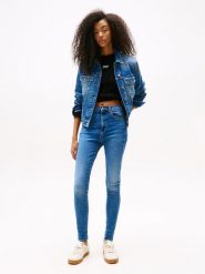 TOMMY JEANS Dżinsy "Sylvia" - Skinny fit - w kolorze niebieskim rozmiar: W34/L30. Niebieskie jeansy damskie Tommy Jeans, z podwyższonym stanem. Za 182.72 zł.