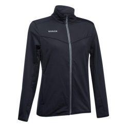 Kurtka treningowa do hokeja na trawie damska Korok FH900. Czarne kurtki damskie KOROK, m, bez wzorów, z elastanu, bez kaptura. Za 189.99 zł.
