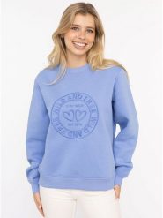 Zwillingsherz Bluza "Happy Vibes" w kolorze błękitnym rozmiar: L/XL. Niebieskie bluzy bez kaptura damskie Zwillingsherz, l. Za 193.24 zł.