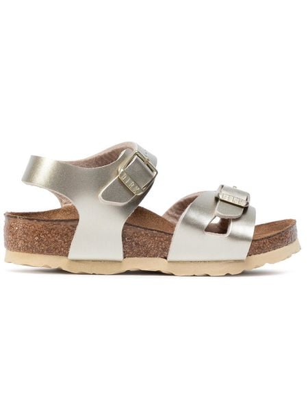 Birkenstock Sandały Rio Kids 1014829 Złoty. Żółte sandały dziewczęce Birkenstock, ze skóry, bez zapięcia. Za 149.99 zł.