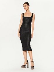 Pinko Sukienka dzianinowa Costina 102211 A1BF Czarny Slim Fit. Czarne sukienki damskie Pinko, m, bez wzorów, z dzianiny, bez kołnierzyka, bez ramiączek. Za 619.99 zł.