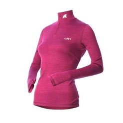 Damski t-shirt z długim rękawem, 100% z wełny merynosów - Bjork 210 Zip. Czerwone t-shirty damskie FJORK MERINO, l, bez wzorów, z wełny, bez kołnierzyka. W wyprzedaży za 289.00 zł.