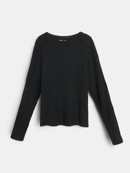 Sweter w prążki - czarny. Czarne swetry klasyczne damskie Sinsay, l, bez kołnierzyka. Za 49.99 zł.