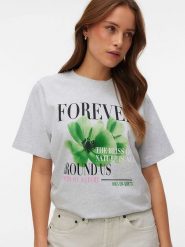 Vero Moda Koszulka w kolorze jasnoszarym rozmiar: L. Szare bluzki damskie Vero Moda, l, bez wzorów, z bawełny, bez kołnierzyka. Za 60.99 zł.