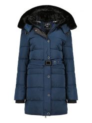 Canadian Peak Płaszcz zimowy "Bettineak" w kolorze niebieskim rozmiar: M. Niebieskie płaszcze damskie Canadian Peak, na zimę, m, z aplikacjami. Za 424.06 zł.