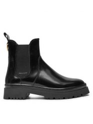 Gant Sztyblety 29551762 Czarny. Czarne botki damskie Gant, z lakierowanej skóry, bez obcasa, na płaskiej podeszwie, bez zapięcia. Za 559.99 zł.