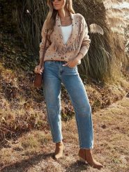 Milan Kiss Kardigan w kolorze jasnobrązowym rozmiar: L. Brązowe kardigany damskie Milan Kiss, l, bez wzorów. Za 226.77 zł.