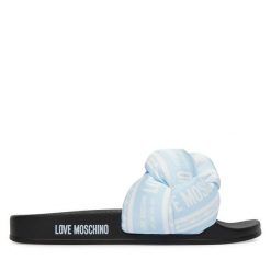 Klapki LOVE MOSCHINO. Niebieskie klapki damskie Love Moschino, bez wzorów, bez obcasa. Za 679.99 zł.