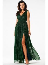 Awama Sukienka w kolorze zielonym rozmiar: XL. Zielone sukienki damskie Awama, xl, bez wzorów, bez kołnierzyka, bez ramiączek, maxi. Za 237.73 zł.