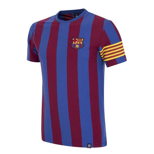 Koszulka retro dla dorosłych - FC Barcelona Kapitan - Niebieski-Czerwony. Czerwone t-shirty sportowe męskie COPA FOOTBALL, bez ramiączek, do piłki nożnej. Za 295.53 zł.