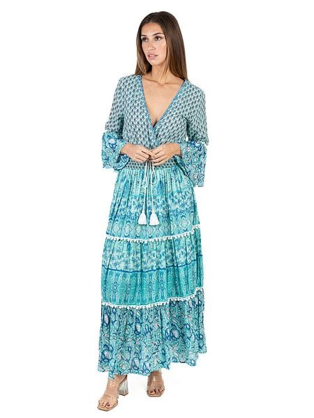 Isla Bonita by SIGRIS Sukienka w kolorze turkusowym rozmiar: XL. Niebieskie sukienki damskie Isla Bonita by SIGRIS, na co dzień, xl, bez wzorów, z bawełny, bez kołnierzyka, bez ramiączek, maxi, proste. Za 113.90 zł.