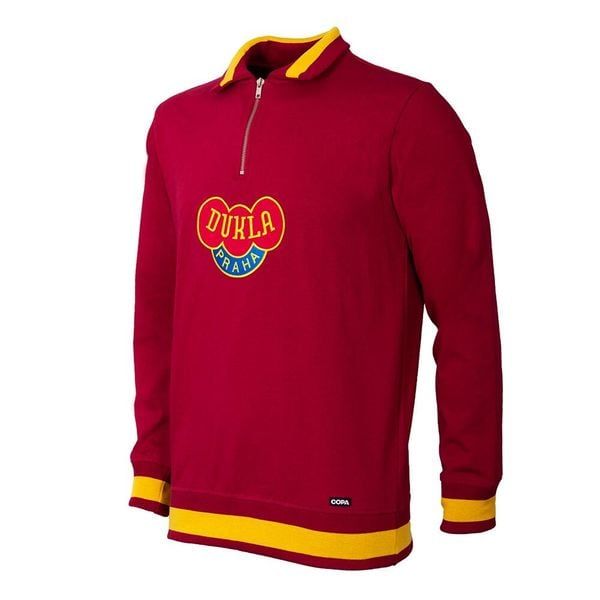 Bluza piłkarska retro dla dorosłych Dukla Praga 1968 - Czerwony. Czerwone bluzy bez kaptura męskie COPA FOOTBALL. Za 380.22 zł.