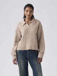 Levi's Sweter "Nova" w kolorze beżowym rozmiar: M. Brązowe swetry klasyczne damskie Levi's, m, bez kołnierzyka. Za 156.60 zł.