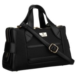 Elegancka, czarna torebka damska wykonana z materiału syntetycznego, zamykana suwakiem - Peterson. Czarne torebki klasyczne damskie Peterson, bez wzorów, z syntetyku, bez dodatków. Za 166.99 zł.