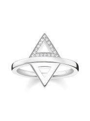 Thomas Sabo Srebrny pierścionek z cyrkoniami rozmiar: 56. Szare pierścionki damskie thomas sabo, z cyrkonią, srebrne. Za 198.10 zł.