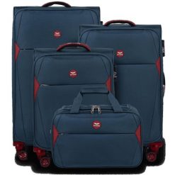Zestaw 3 walizek DIPPER + torba podręczna Wings BLUE. Niebieskie torebki klasyczne damskie Wings, bez wzorów, z materiału, duże, bez dodatków. Za 679.00 zł.