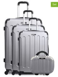BlueStar 4-częściowy zestaw "Madrid" w kolorze srebrnym rozmiar: onesize. Szare walizki Bluestar, bez wzorów, z materiału. Za 587.99 zł.