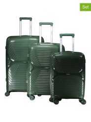 Geographical Norway 3-częściowy zestaw "Silkovette" w kolorze zielonym rozmiar: onesize. Zielone walizki Geographical Norway, bez wzorów, z materiału. Za 391.99 zł.