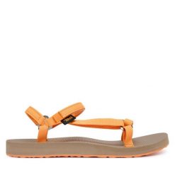 Sandały Teva. Brązowe sandały damskie Teva, bez wzorów, bez obcasa, na płaskiej podeszwie. Za 299.99 zł.