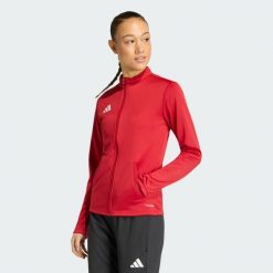 Bluza dresowa Entrada26. Czerwone bluzy bez kaptura damskie Adidas, z dresówki. Za 121.99 zł.