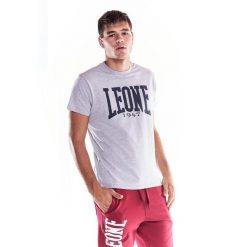 Męski T-shirt Leone z krótkimi rękawami Basic. Szare t-shirty męskie LEONE 1947 APPAREL, l, bez wzorów, z tkaniny, bez kołnierzyka. Za 130.65 zł.