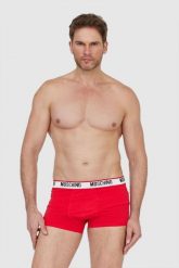 MOSCHINO Czerwone bokserki z logo 2 pack. Czerwone bokserki męskie MOSCHINO, bez wzorów, z bawełny. W wyprzedaży za 119.99 zł.