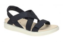 Sandały damskie Ecco Cross Strap. Niebieskie sandały damskie ECCO, bez wzorów, z materiału, bez obcasa. Za 428.00 zł.