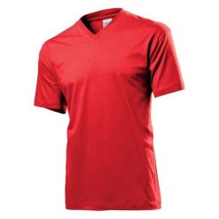 Koszulka Unisex Dla Dorosłych Z Klasycznym Dekoltem W Szpic. Czerwone bluzki damskie Stedman, bez wzorów, bez kołnierzyka. Za 50.99 zł.