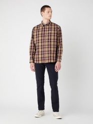 Wrangler Koszula - Regular fit - w kolorze jasnobrązowo-czerwonym rozmiar: XL. Brązowe koszule męskie Wrangler, xl, bez wzorów, z bawełny, bez kołnierzyka, bez ramiączek. Za 180.45 zł.