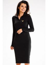 Awama Sukienka w kolorze czarnym rozmiar: L. Czarne sukienki damskie Awama, l, bez wzorów, bez kołnierzyka, bez ramiączek, midi. Za 134.99 zł.