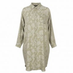 R13 Jumbo Shirtdress sukienka lniano-wiskozowa olive floral XS/S. Brązowe sukienki damskie Erima, na imprezę, s, bez wzorów, ze lnu, bez kołnierzyka, bez ramiączek. Za 1,800.99 zł.