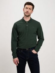 Cross Jeans Koszulka polo w kolorze ciemnozielonym rozmiar: XXL. Zielone koszulki polo męskie Cross Jeans, xxl, bez wzorów, z bawełny, bez ramiączek. Za 83.62 zł.
