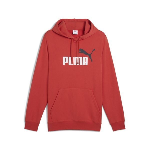 Męska bluza z kapturem Essentials z dwukolorowym logo No. 1 PUMA Red Fire. Czerwone bluzy z kapturem męskie Puma, m, z gumy. Za 225.00 zł.