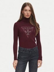 Guess Golf W6BR54 Z1455 Bordowy Regular Fit. Czerwone golfy damskie Guess, xxl, z aplikacjami, z wiskozy, bez ramiączek. Za 344.99 zł.